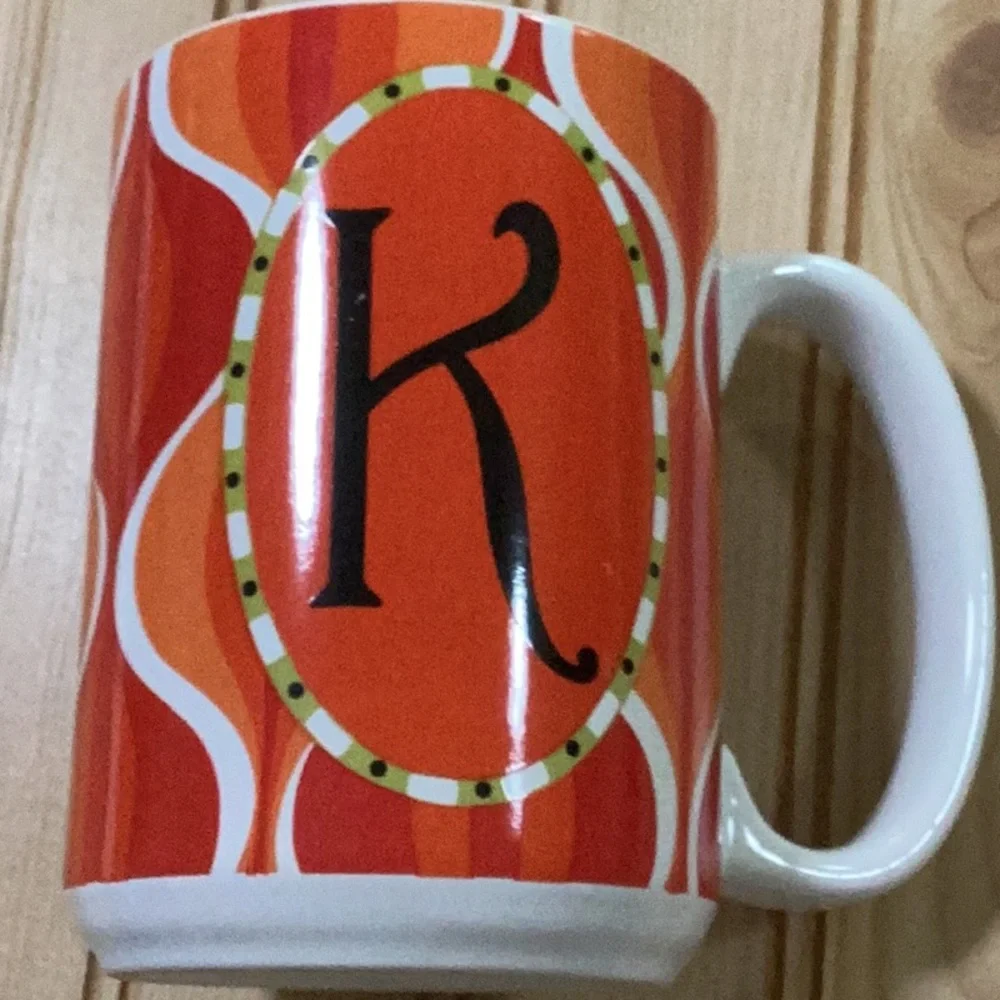 Pier One Monogram Abstract Modern Initial K Stoneware Large Mug‎